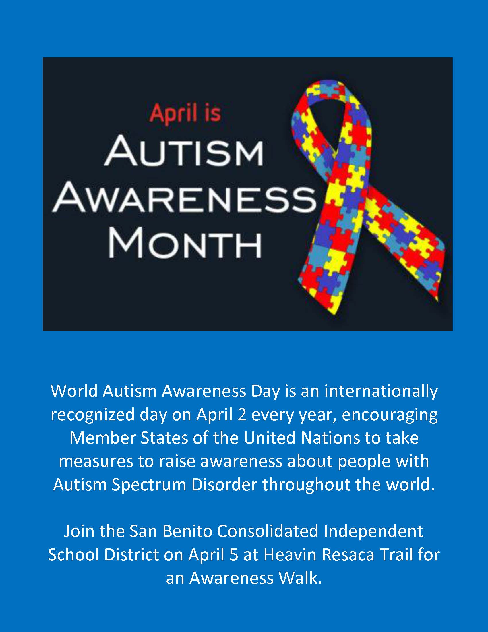 World Autism Awareness Day is an internationally recognized day on April 2 every year