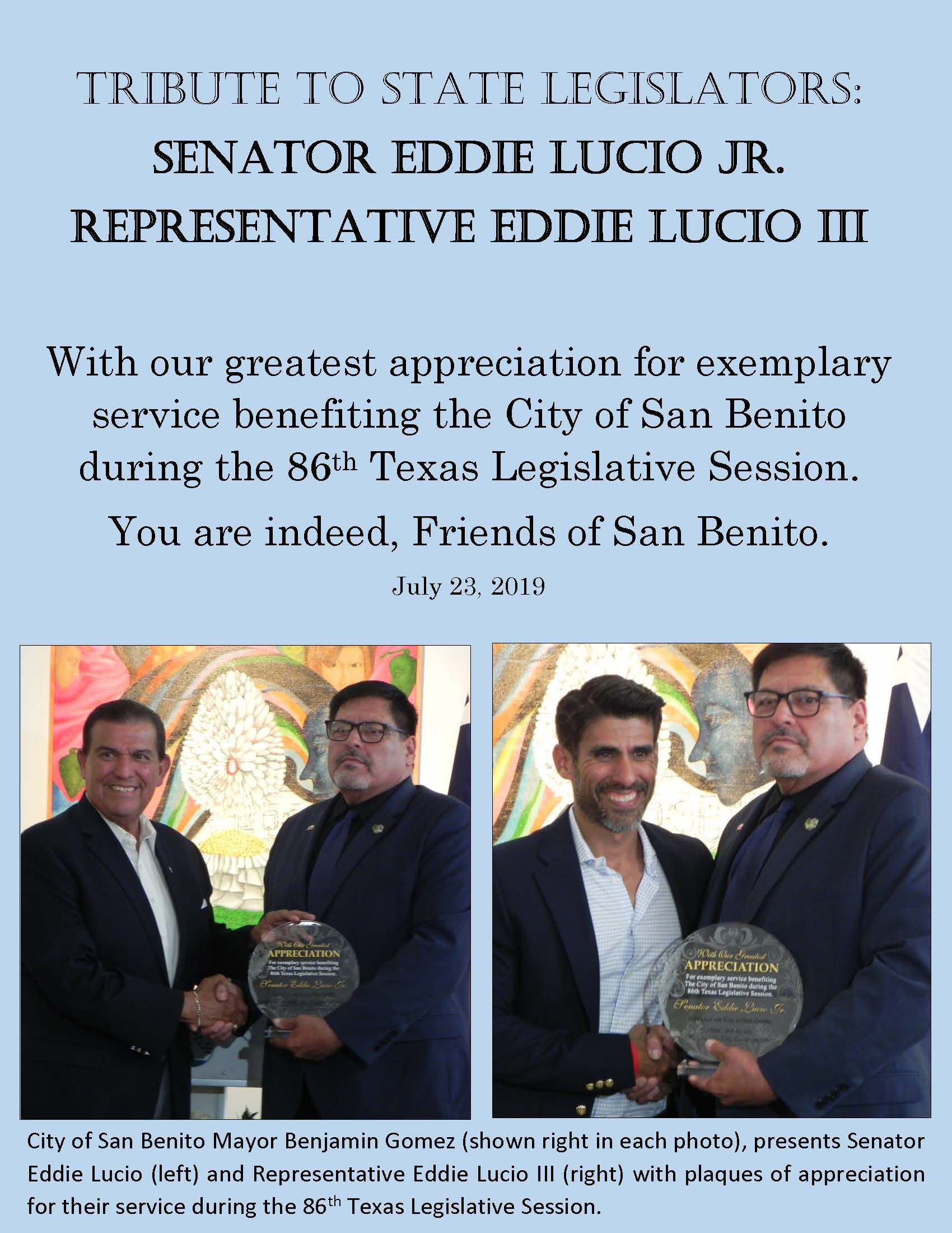 TRIBUTE TO STATE LEGISLATORS