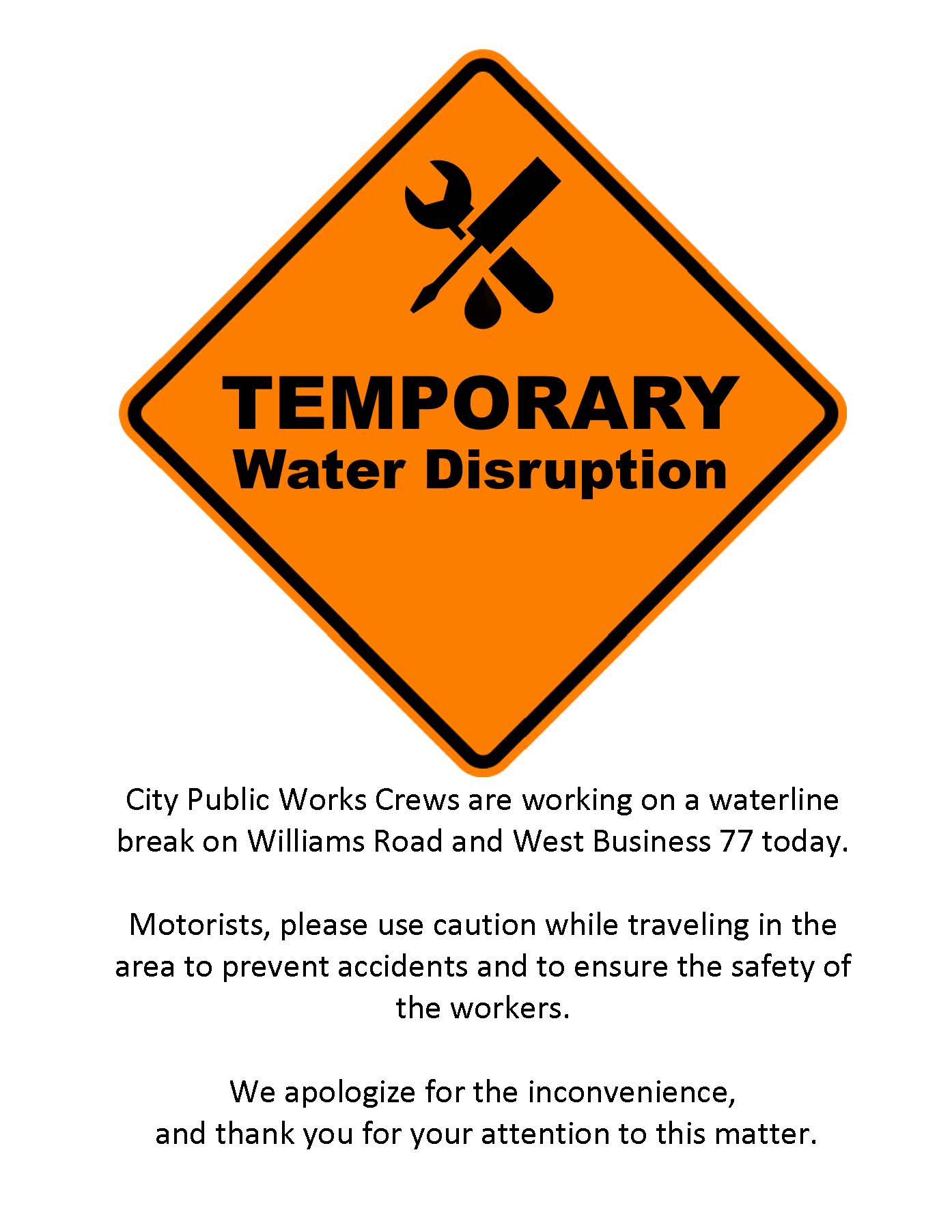 City Public Works Crews are working on a waterline break