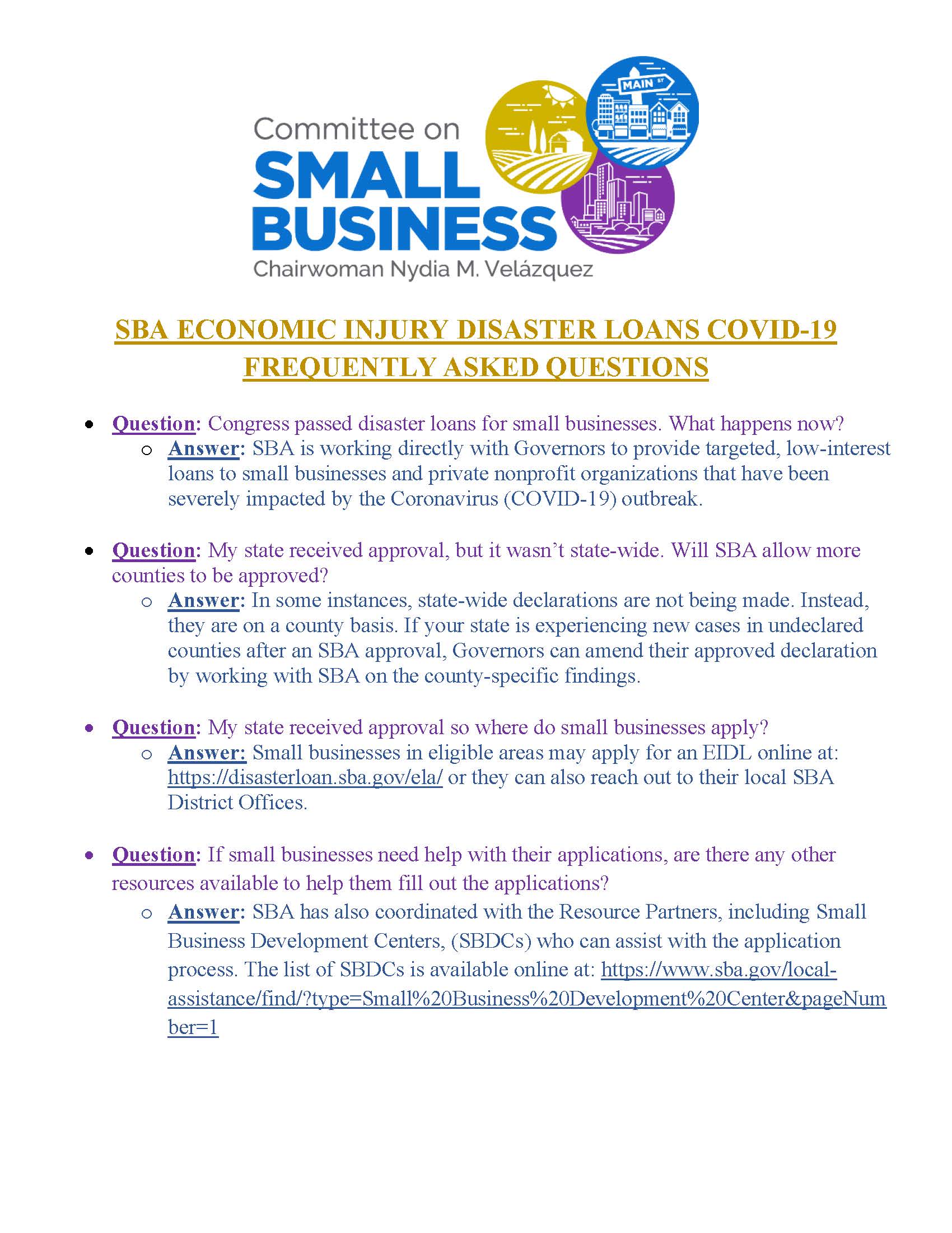 Small Business Administration Economic Injury Disaster Loans COVID FAQs (FINAL)_Page_1