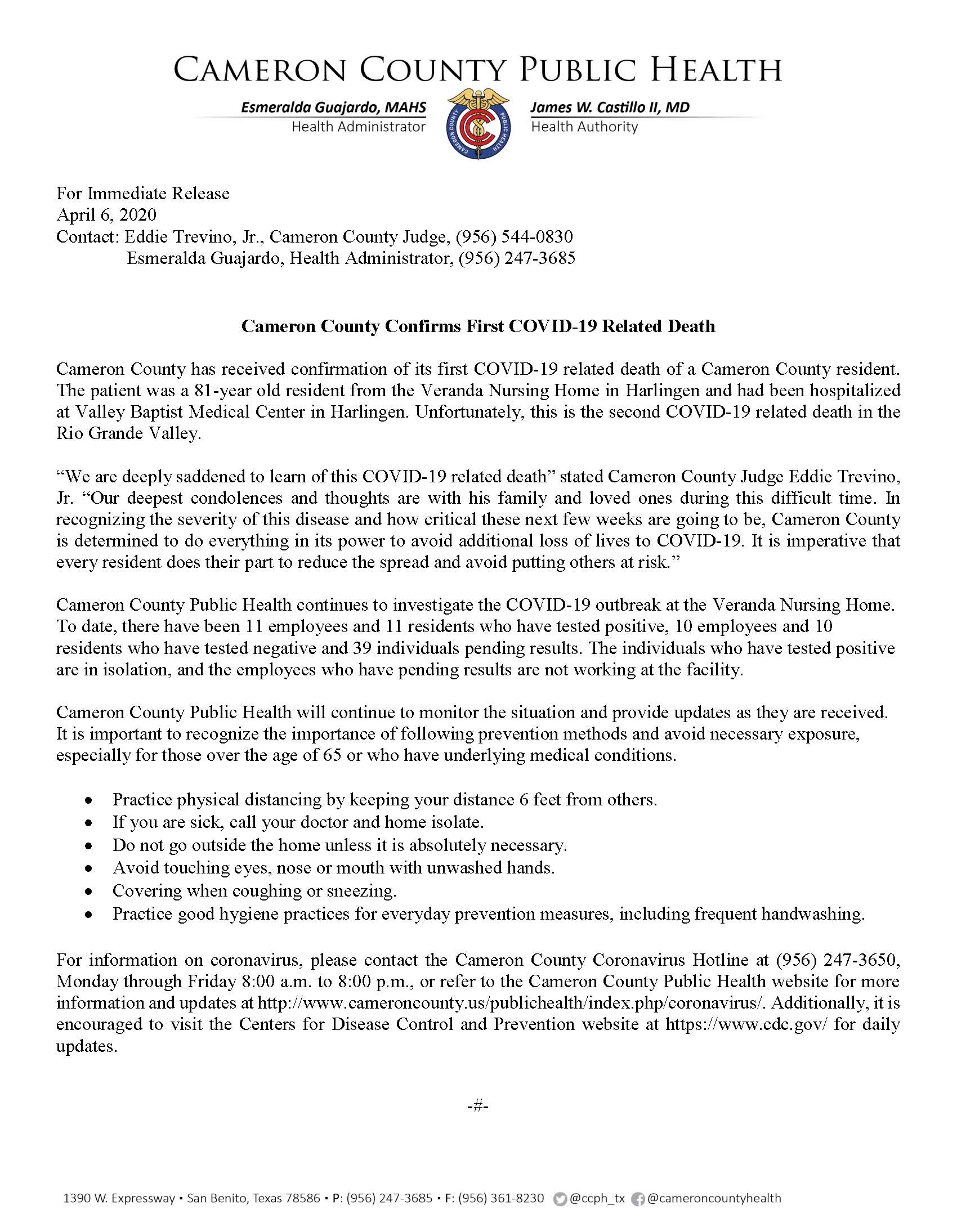 COVID-19 Press Release _4.6.20_Vers2docx