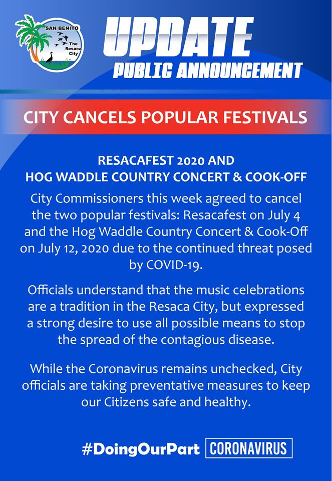 City cancels festivals
