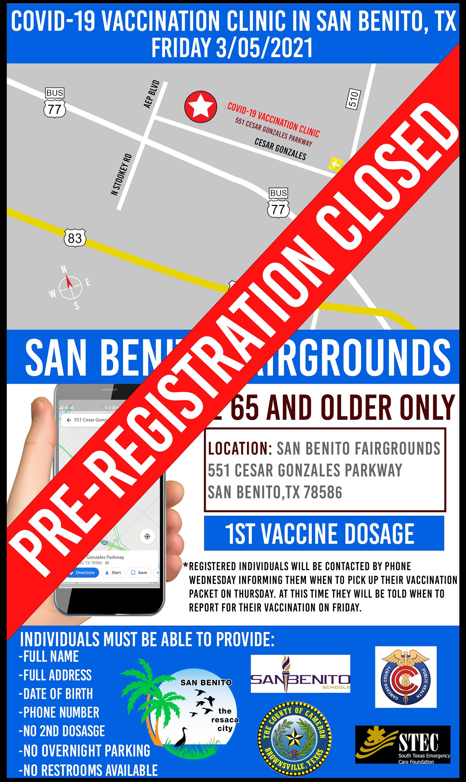 FREE COVID 19 Vaccine 2nd 1st dosage Closed