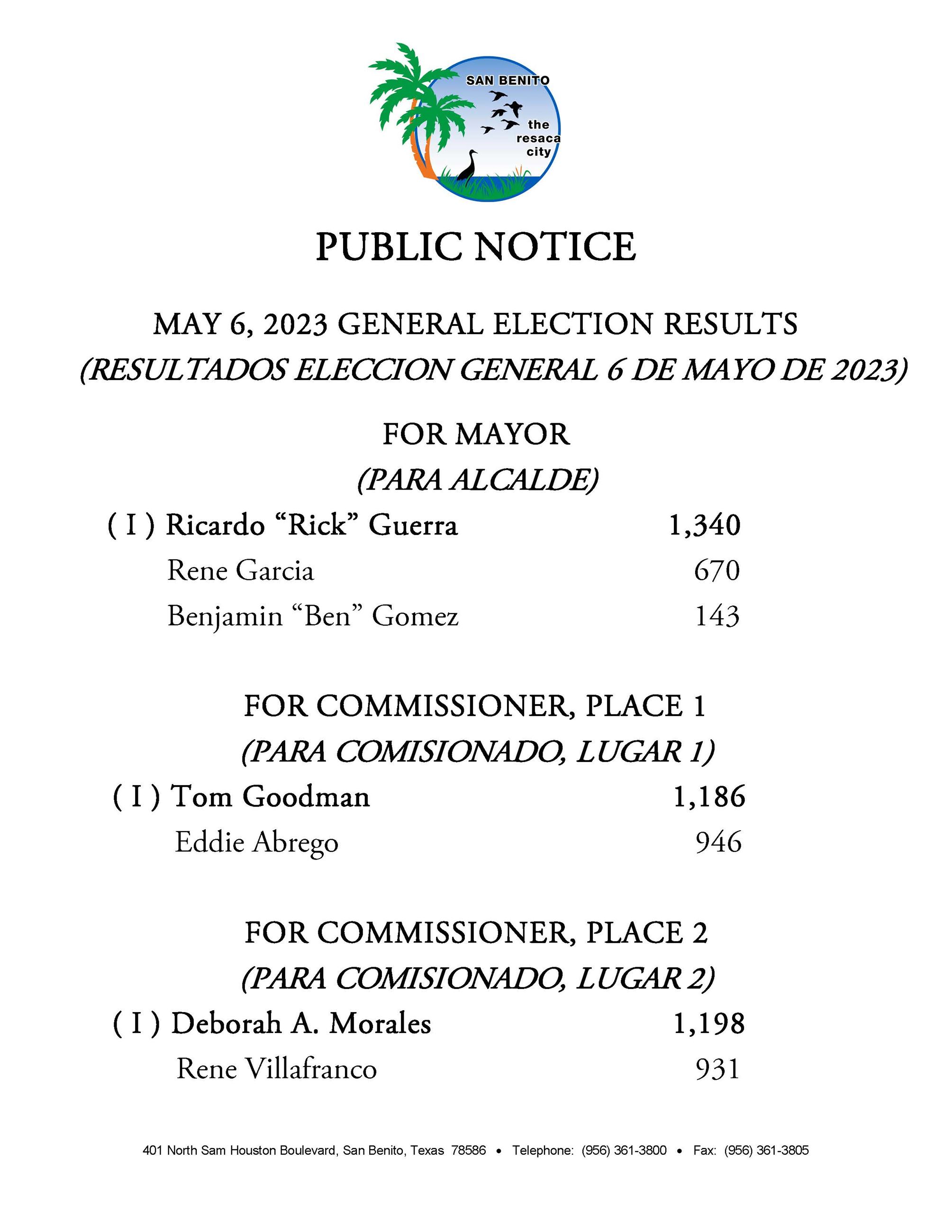 2023 General Eleccion RESULTS PUBLIC NOTICE 05.06.2023