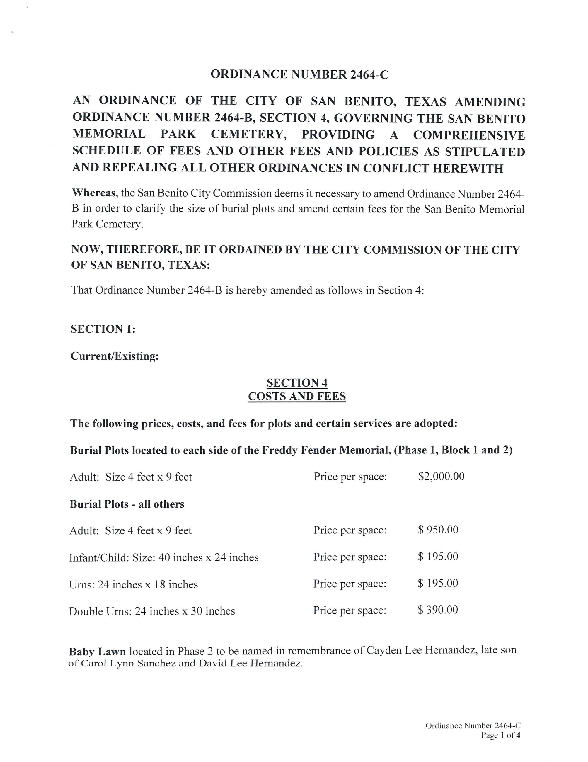 ORDINANCE 2464-C Amending 2464B Section 4 FeesApp011723_Page_1