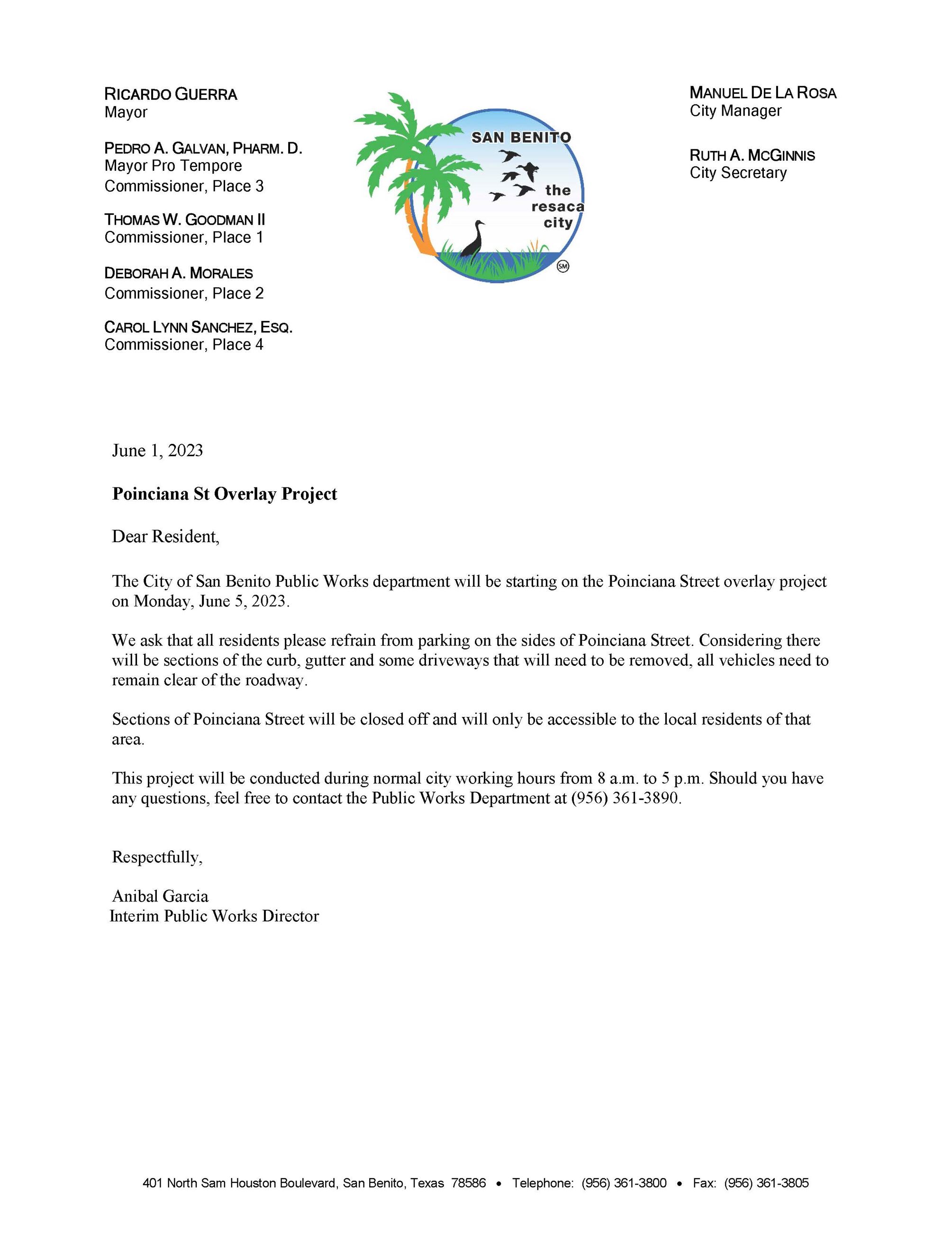 NOTICE OF STREET CLOUSURE